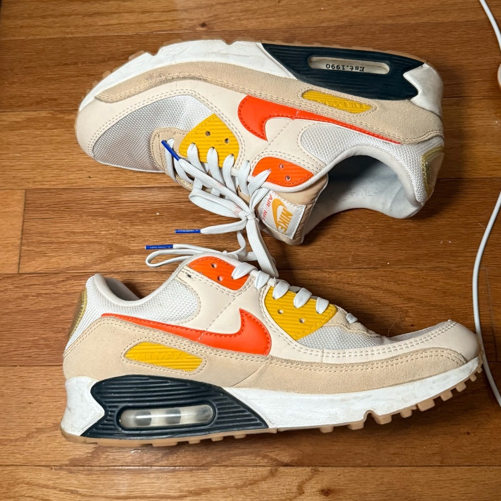 Nike Air Max Sneakers with Orange and Yellow Accents